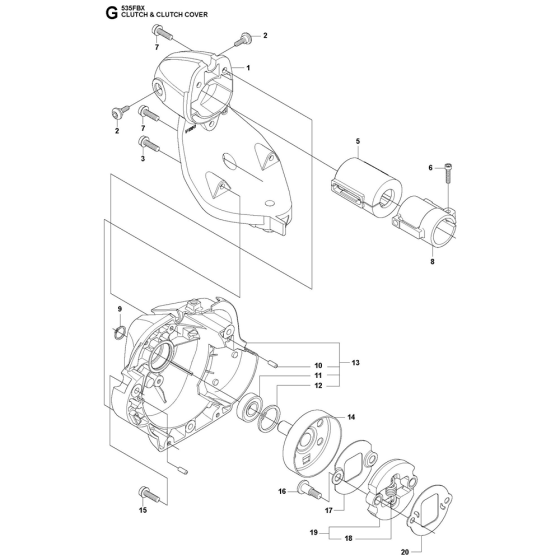 Clutch Cover Assembly For Husqvarna 535FBX Brushcutters