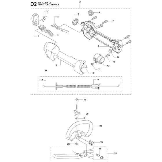 Throttle Controls-2 Assembly For Husqvarna 535LS Brushcutters