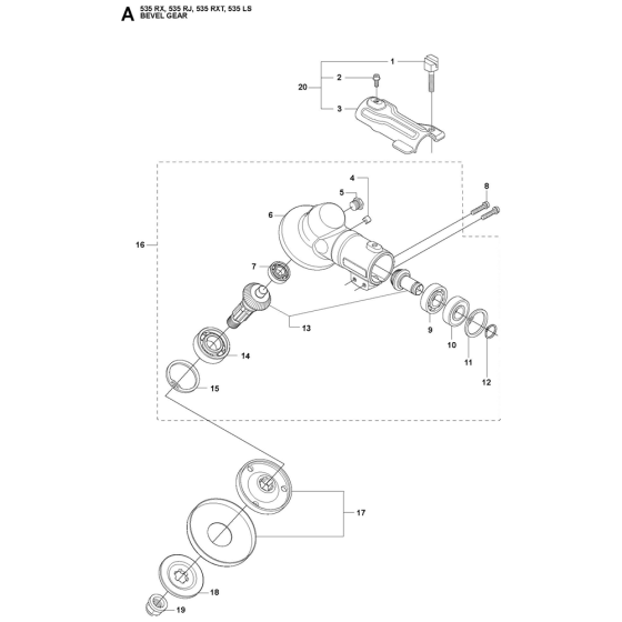 Bevel Gear Assembly For Husqvarna 535RX Brushcutters