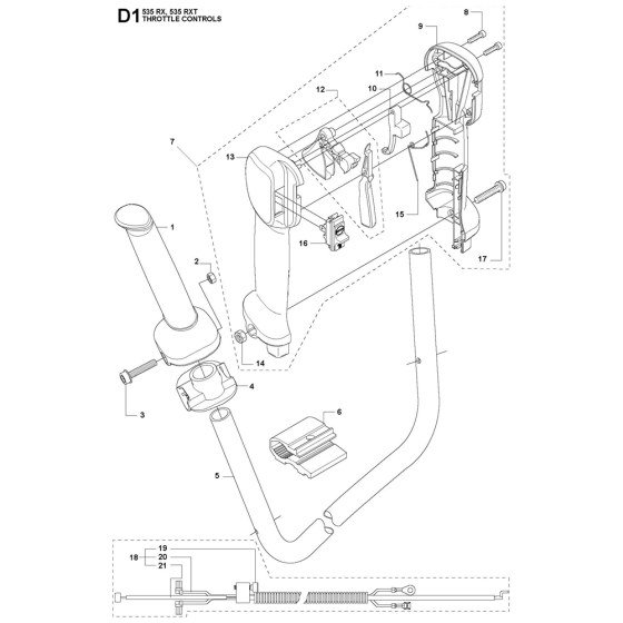 Throttle Controls Assembly For Husqvarna 535RX Brushcutters