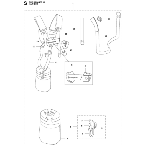 Harness Assembly For Husqvarna 535RXT Brushcutters