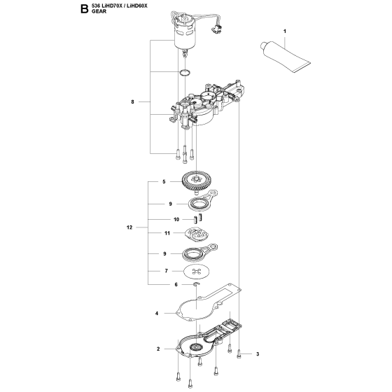 Gears Assembly for Husqvarna 536LIHD60X Hedge Trimmers