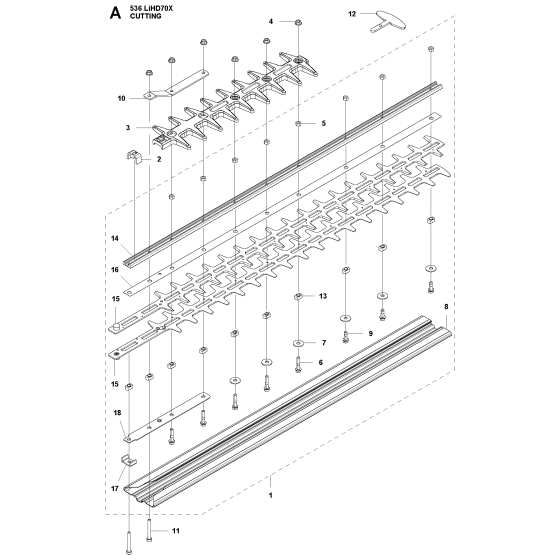 Cutting Equipment Assembly for Husqvarna 536LIHD70X Hedge Trimmers