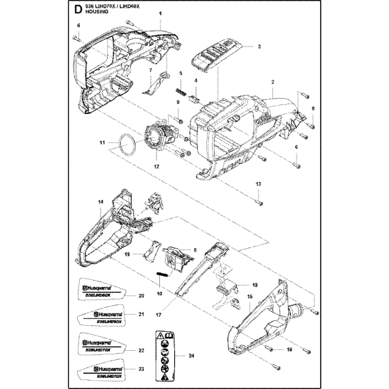 Housing Assembly for Husqvarna 536LIHD70X Hedge Trimmers