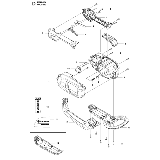 Housing Assembly for Husqvarna 536LIHE3 Hedge Trimmers