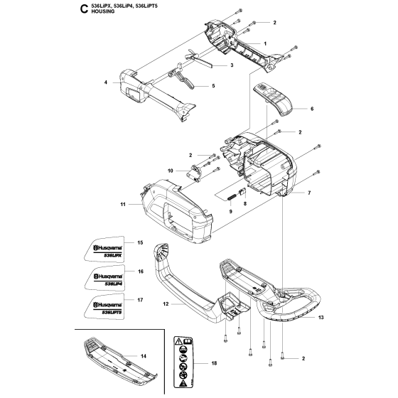 Housing Assembly for Husqvarna 536LIPT5 Pole Pruners