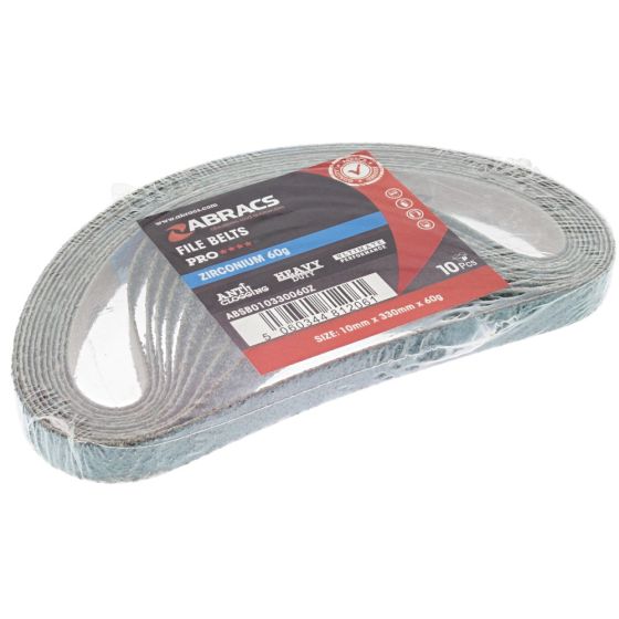 Zirconium File Belt 10mm X 330mm (60 GRIT) - 10 Pack