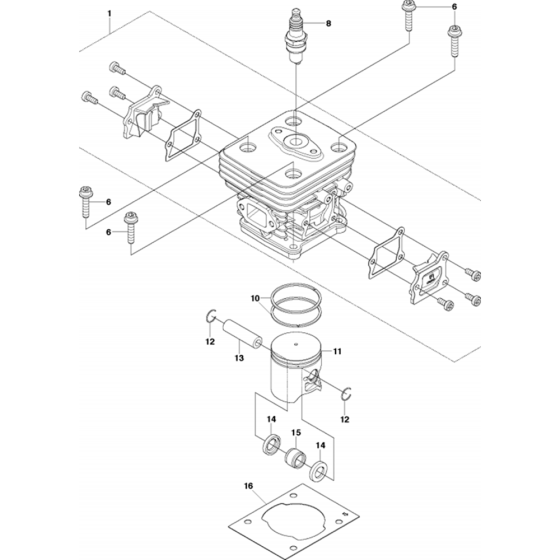 Cylinder and Piston Assembly for Husqvarna 543AE15 Earth Auger