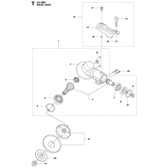 Bevel Gear Assembly For Husqvarna 543RBK Brushcutters