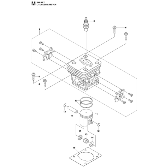 Cylinder Piston Assembly For Husqvarna 543RBX Brushcutters