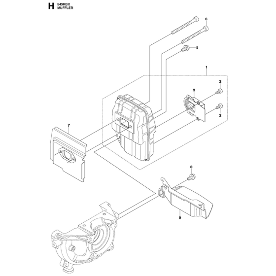 Muffler Assembly For Husqvarna 543RBX Brushcutters