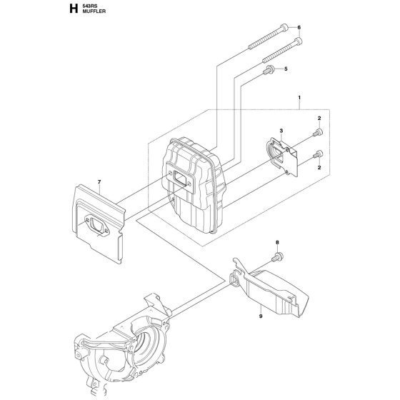 Muffler Assembly For Husqvarna 543RS Brushcutters