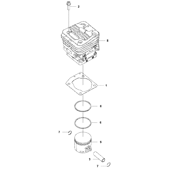 Cylinder Piston Assembly For Husqvarna 543XP Chainsaw 