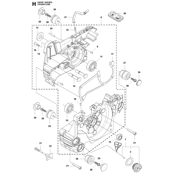 Crankcase Assembly For Husqvarna 543XP Chainsaw 