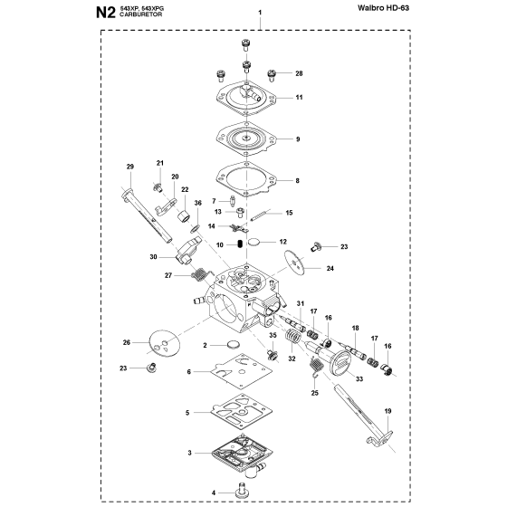 Carburetor Details Assembly For Husqvarna 543XPG Chainsaw 