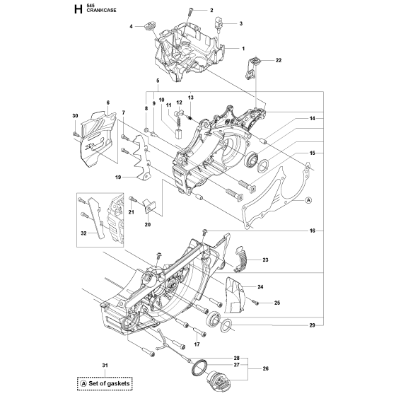 Crankcase Assembly For Husqvarna 545 Chainsaw 