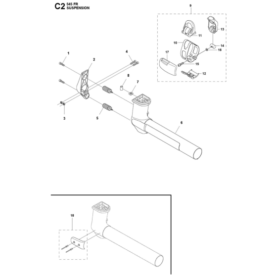 Suspension Assembly For Husqvarna 545FR Brushcutters