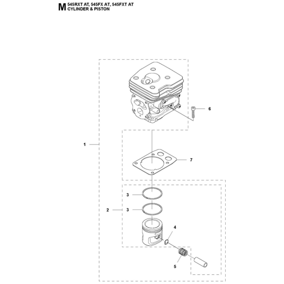 Cylinder Piston Assembly For Husqvarna 545FXAT Brushcutters