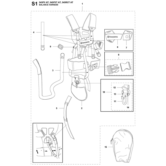 Harness Assembly For Husqvarna 545FXAT Brushcutters