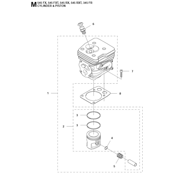 Cylinder Piston Assembly For Husqvarna 545FXt Brushcutters