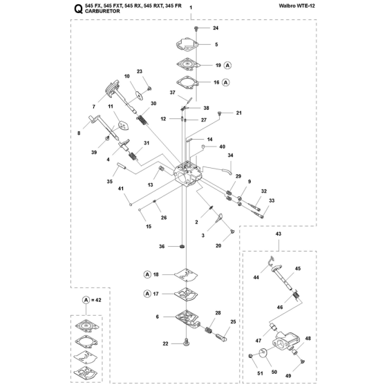 Carburetor Assembly For Husqvarna 545FXt Brushcutters