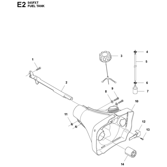 Fuel Tank Assembly For Husqvarna 545FXt Brushcutters