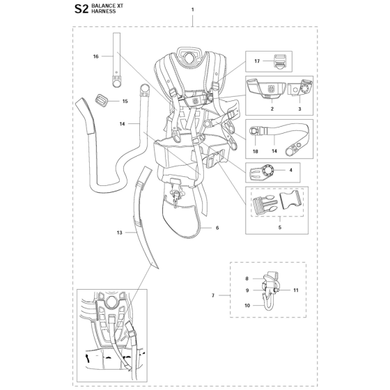 Harness-2 Assembly For Husqvarna 545RX Brushcutters