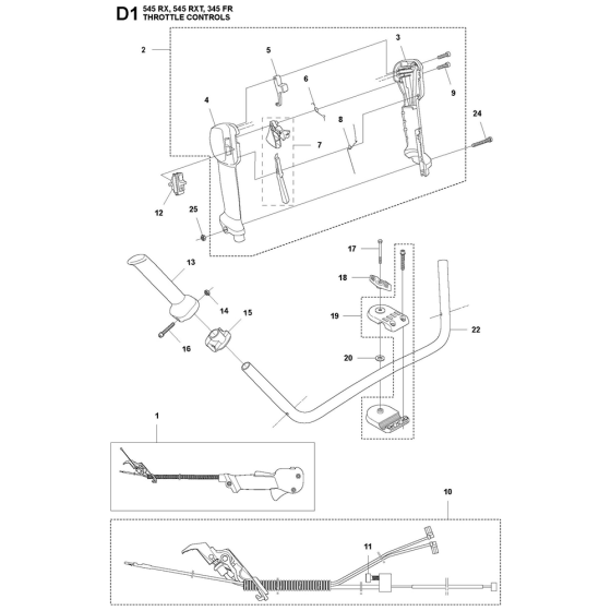 Throttle Controls Assembly For Husqvarna 545RX Brushcutters