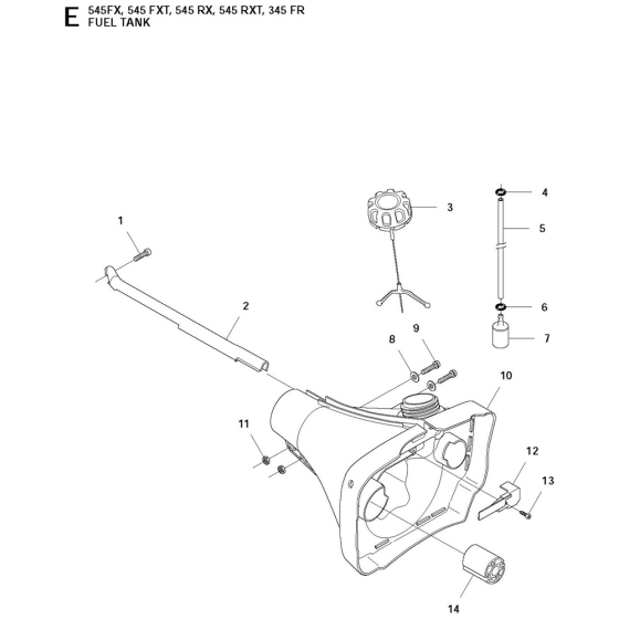 Fuel Tank Assembly For Husqvarna 545RX Brushcutters