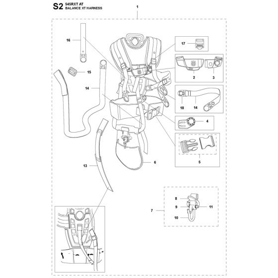 Harness-2 Assembly For Husqvarna 545RXTAT Brushcutters