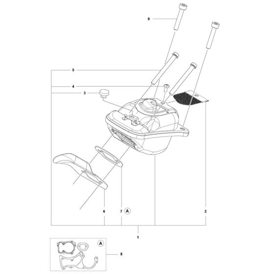Muffler Assembly for Husqvarna 550XP