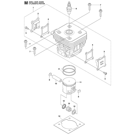 Cylinder Piston Assembly For Husqvarna 553RS Brushcutters