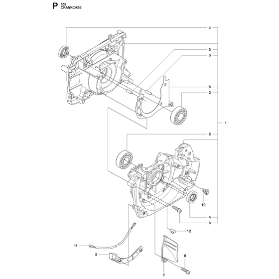 Crankcase Assembly For Husqvarna 555FRM Brushcutters