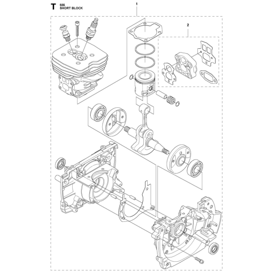 Short Block Assembly For Husqvarna 555FX Brushcutters