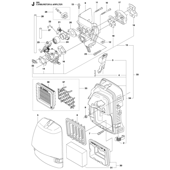 Carburetor & Air Filter Assembly