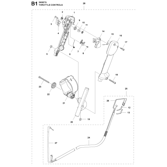 Throttle Controls Assembly for Husqvarna 560BTS Leaf Blower