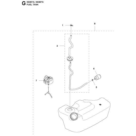 Fuel Tank Assembly for Husqvarna 560BTS Leaf Blower