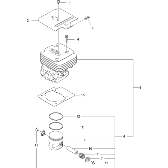 Cylinder Piston Assembly for Husqvarna 560BTS Leaf Blower