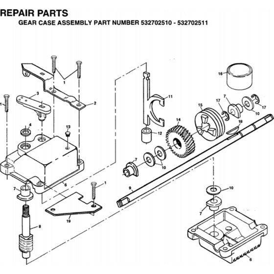 Gear Case Assembly for Husqvarna 56 DHS Series 5 Consumer Lawn Mowers