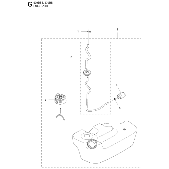 Fuel Tank Assembly for Husqvarna 570BFS Leaf Blower