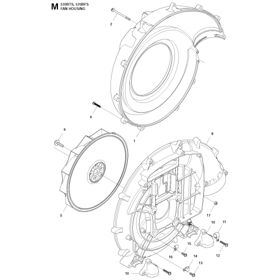 Fan Assembly for Husqvarna 570BTS Leaf Blower