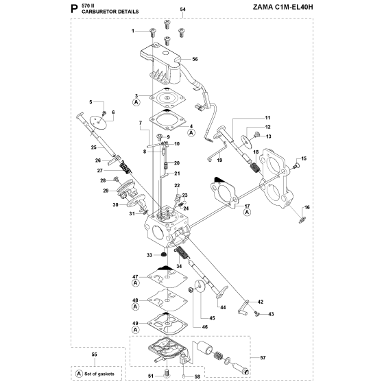 Carburetor Details Assembly For Husqvarna 570II Chainsaw 