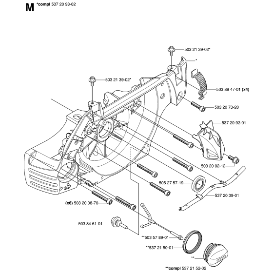 Crankcase-1 Assembly For Husqvarna 575XP Chainsaw 