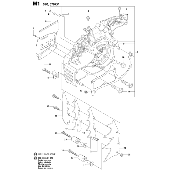 Crankcase Assembly For Husqvarna 576XP Chainsaw 