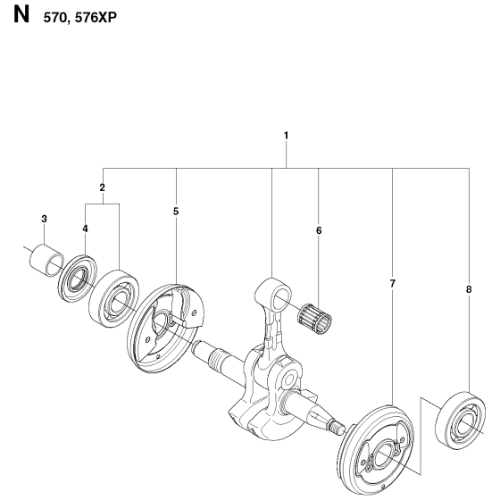 Crankshaft Assembly For Husqvarna 576XP Chainsaw 