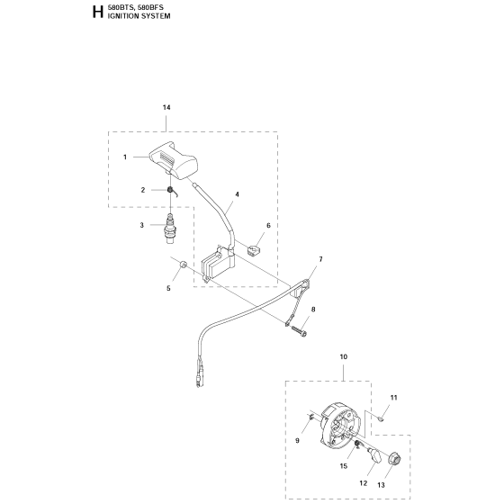 Ignition System Assembly for Husqvarna 580BTS Leaf Blower