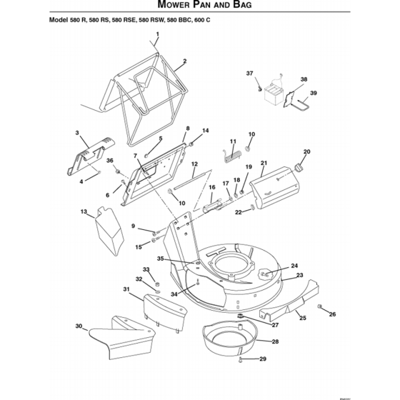 Mower Deck/Cutting Deck Assembly for Husqvarna 580 RSE Series 5 Consumer Lawn Mowers