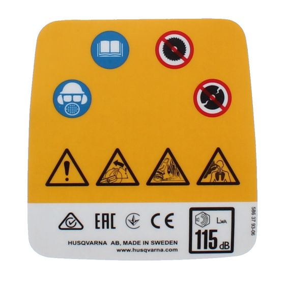 Decal Warning for Husqvarna K760 Disc Cutter - 586 37 93 02
