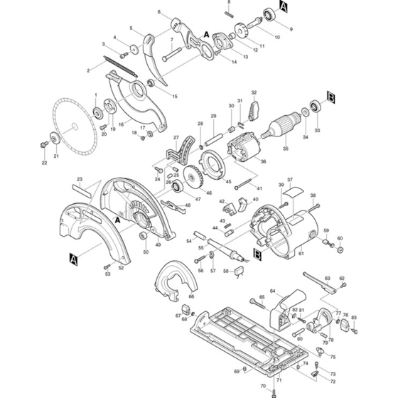 Main Assembly for Makita 5903R Circular Saw