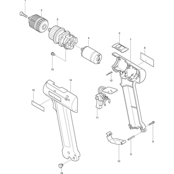 Main Assembly for Makita 6096D 9.6V 3/8" Drill Driver